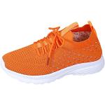 Orange Slip-on Sneaker ohne Verschluss aus Textil rutschfest für Damen Größe 42 für den für den Sommer 