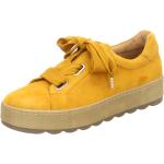 Gelbe Elegante Gabor Runde Low Sneaker mit Schnürsenkel in Normalweite aus Veloursleder für Damen Größe 38,5 