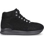 Reduzierte Schwarze Hogan H222 High Top Sneaker & Sneaker Boots mit Glitzer aus Leder für Damen Größe 41 