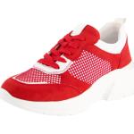 Rote Elegante Remonte Low Sneaker mit Schnürsenkel in Normalweite aus Nubukleder für Damen Größe 37 
