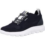 Reduzierte Mitternachtsblaue Geox Spherica Low Sneaker mit Schnürsenkel aus Mesh für Damen Größe 38 mit Absatzhöhe bis 3cm 