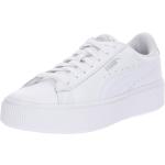Reduzierte Weiße Casual Puma Vikky Nachhaltige Low Sneaker mit Schnürsenkel aus Glattleder für Damen Größe 39,5 mit Absatzhöhe bis 3cm 