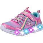 Reduzierte Pinke Skechers Heart Lights Low Sneaker mit Klettverschluss aus Textil für Kinder Größe 34 