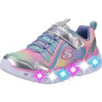 Silberne Motiv Skechers Heart Lights Runde Low Sneaker mit Glitzer mit Klettverschluss aus Textil für Kinder Größe 34 