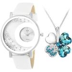 Nickelfreie Silberne Japanische Quarz Damenarmbanduhren aus Leder mit Mineralglas-Uhrenglas mit Lederarmband 