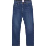 Dunkelblaue Stretch-Jeans mit Reißverschluss aus Baumwolle für Herren Größe XXL Weite 32 