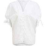 Reduzierte Weiße Unifarbene Halblangärmelige V-Ausschnitt Festliche Blusen für Damen Größe M für den für den Frühling 