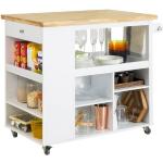 SoBuy Küchenwagen »FKW97«, Kücheninsel Küchenschrank Sideboard auf Rollen, weiß