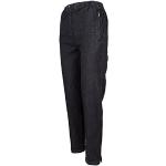 Schwarze Bestickte Sportliche Jeans mit Stickerei mit Reißverschluss aus Denim für Damen Größe XL 