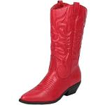 Rote Spitze Damencowboystiefel & Damenwesternstiefel ohne Verschluss aus PU Größe 41 