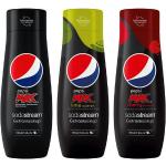 SodaStream Getränke-Sirup, 3 Stück, 1x Pepsi Max, 1x Pepsi Max Lime und 1x Pepsi Max Cherry Getränkesirup je 440ml für je 9L Fertiggetränk