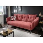 Sofa 3-Sitzer in rotem Stoff bezogen mit Wellenunterfederung und Komfortschaum, inkl. Rücken- und Zierkissen, Maße: B/H/T ca. 236/94/103 cm