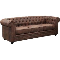Sofa 3-Sitzer - Microfaser - Vintage-Look - CHESTERFIELD