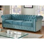 Hellblaue Moderne Chesterfield Sofas aus Samt mit Armlehne 2 Personen 