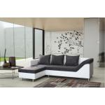 Sofa Couch Ecksofa Eckcouch Sofagarnitur in weiss / schwarz-grau Lissabon 2 OT L
