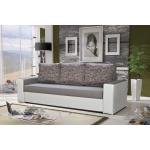 Sofa Designersofa LEEDS 3-Sitzer mit Schlaffunktion Weiss /Hellgrau