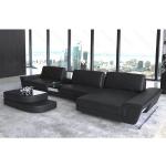Schwarze Sofa Dreams Leder-Ecksofas aus Büffelleder mit verstellbarer Rückenlehne Breite 350-400cm, Höhe 50-100cm, Tiefe 150-200cm 