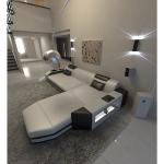 Schwarze Sofa Dreams Prato Leder-Ecksofas mit Ländermotiv aus Büffelleder Breite 300-350cm, Höhe 50-100cm, Tiefe 200-250cm 