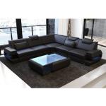 Schwarze Sofa Dreams Leder-Ecksofas mit Ländermotiv aus Büffelleder Breite 250-300cm, Höhe 50-100cm, Tiefe 250-300cm 
