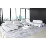 Weiße Sofa Dreams Ferrara XXL Wohnlandschaften mit Ländermotiv aus Leder mit verstellbarer Rückenlehne Breite 450-500cm, Höhe 50-100cm, Tiefe 300-350cm 