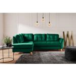 Grüne Gesteppte Moderne L-förmige Polstermöbel aus Samt Breite 150-200cm, Höhe 200-250cm 