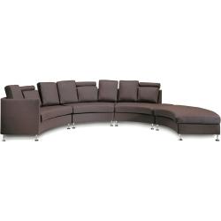 Modernes Sofa Halbkreis aus Leder in Braun Ecksofa Lounge Couch Rotunde