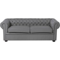 Klassisches Sofa im englischen Stil Echtleder grau Chesterfield
