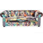 Stilvolles Sofa Polsterbezug Patchwork Motiv bunt Chesterfield