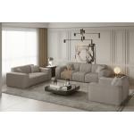 Beige Fun-Möbel Couchgarnituren 3-2-1 aus Stoff Tiefe 0-50cm 2 Personen 