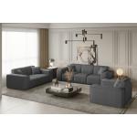 Graue Fun-Möbel Couchgarnituren 3-2-1 aus Stoff Tiefe 0-50cm 