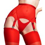 Rote Sexy Damenstrumpfhalter & Damenstrapsgürtel durchsichtig Größe L Weihnachten 