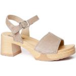 Taupefarbene Softclox Runde Sandaletten aus Veloursleder Größe 42 für den für den Sommer 