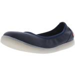 Marineblaue Softinos Damenballerinas mit Schnürsenkel in Normalweite aus Glattleder mit herausnehmbarem Fußbett Größe 42 