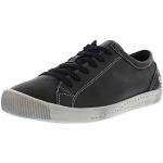 Schwarze Softinos Runde Low Sneaker mit Schnürsenkel in Breitweite aus Leder mit herausnehmbarem Fußbett für Damen Größe 35 