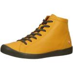 Reduzierte Gelbe Casual Softinos Runde Blockabsatz Ankle Boots & Klassische Stiefeletten mit Schnürsenkel in Normalweite aus Leder für Damen Größe 37 