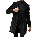 Schwarze Elegante Maxi Stehkragen Trenchcoats lang aus Wolle für Herren Größe 4 XL für den für den Winter 