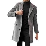 Graue Elegante Maxi Stehkragen Trenchcoats lang aus Wolle für Herren Größe 4 XL für den für den Winter 