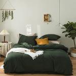 Reduzierte Dunkelgrüne bügelfreie Bettwäsche mit Reißverschluss aus Baumwolle maschinenwaschbar 240x220 2-teilig 