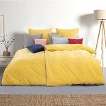 Gelbe Bettwäsche Sets & Bettwäsche Garnituren mit Reißverschluss aus Flanell maschinenwaschbar 135x200 2-teilig 