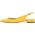 Gelbe Spitze Slingback Pumps für Damen Größe 43 mit Absatzhöhe bis 3cm 
