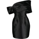 Reduzierte Schwarze Elegante Solace London Midi Schulterfreie Plisseekleider mit Reißverschluss aus Satin für Damen Größe XS 