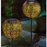 Blumenmuster Runde LED Solarleuchten mit Ornament-Motiv 2-teilig 