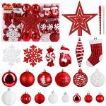 Reduzierte Rote Moderne Christbaumkugeln & Weihnachtsbaumkugeln aus Kunststoff zum Hängen 52-teilig 