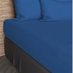 Marineblaue Soleil d'Ocre Spannbettlaken & Spannbetttücher aus Baumwolle maschinenwaschbar 140x200 