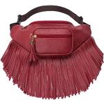 Rote Damenbauchtaschen & Damenhüfttaschen mit Fransen mit Reißverschluss 