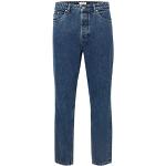 Blaue Solid Slim Fit Jeans mit Reißverschluss aus Baumwolle für Herren Weite 32 