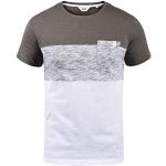 Graue Gestreifte Color Blocking Kurzärmelige Solid Shirts mit Tasche aus Baumwolle für Herren Größe 3 XL 