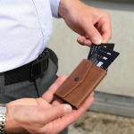 Braune Vintage Solo Pelle Mini Geldbörsen mit RFID-Schutz für Herren 