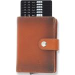 Braune Unifarbene Vintage Solo Pelle Mini Geldbörsen mit Reißverschluss aus Rindsleder mit RFID-Schutz für Herren 