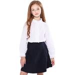 SOLOCOTE Mädchen weiße Bluse Rüschen Langarm Knopfleiste Hemden Prinzessin Baumwolle Lose Weiche Tops Frühling und Sommer A-weiß 5-6 Jahre